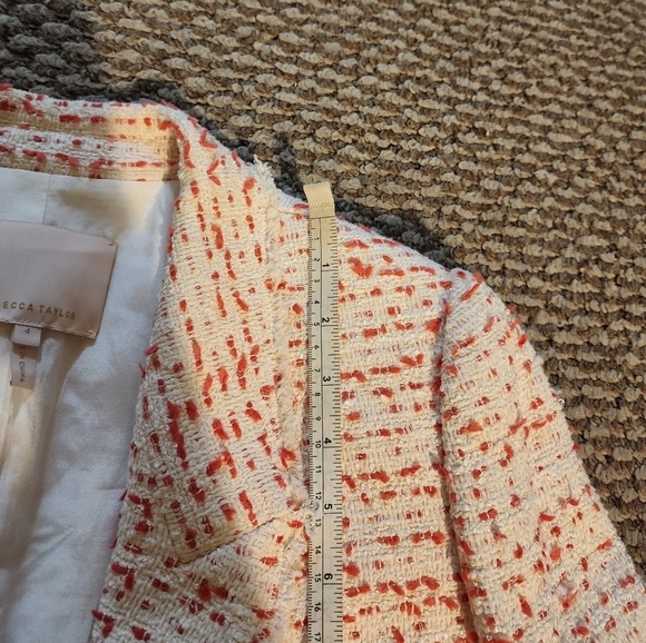 Rebecca Taylor Beckie Tweed Jacket White/Red Women's Size 4 - Picture 9 of 11